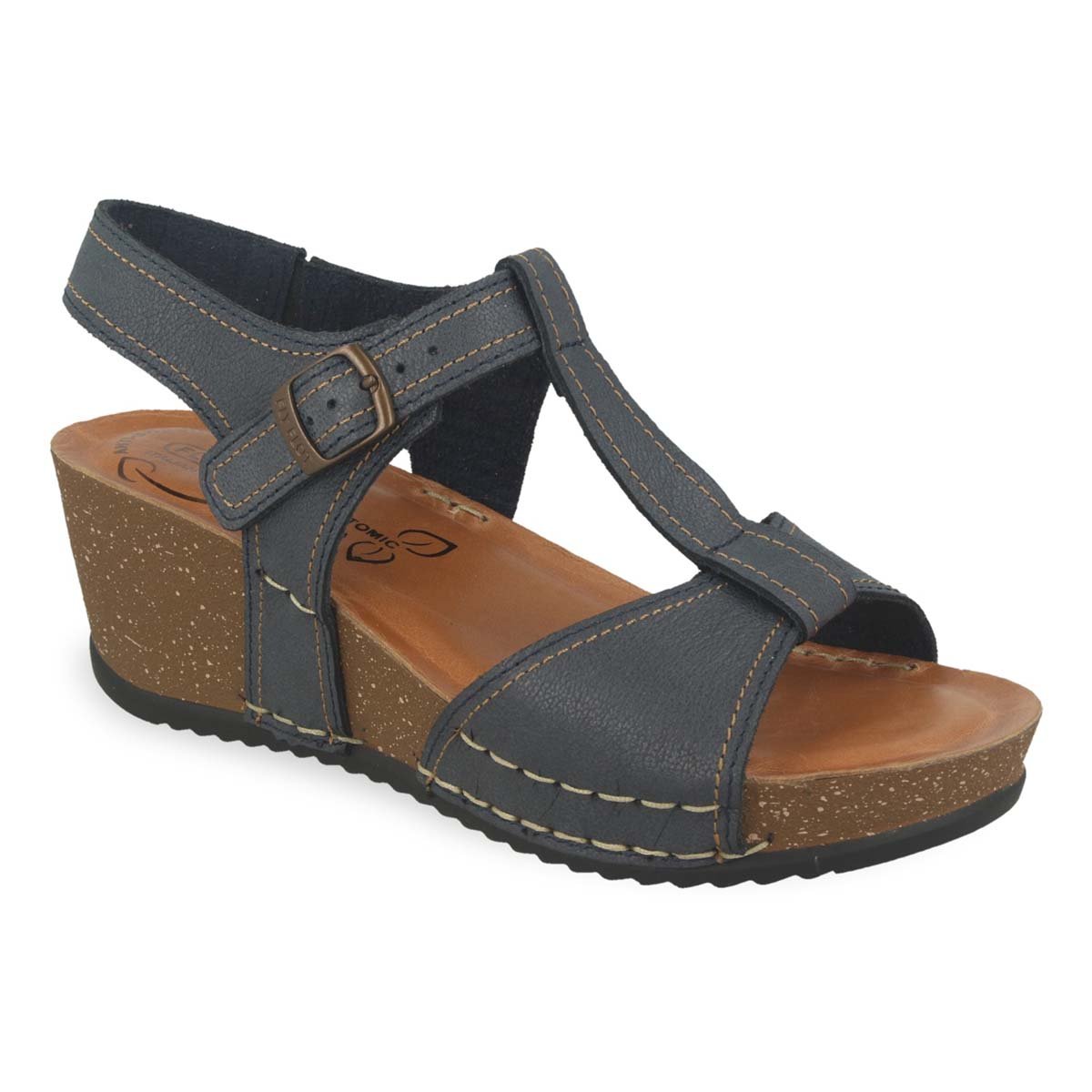 Leather Woman Sandal Dark Blue (33E43BG) – Fly Flot Singapore