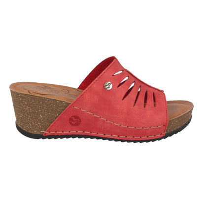 Leather Woman Slipper Red  (330B10   PG)